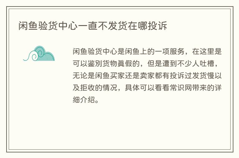 闲鱼验货中心一直不发货在哪投诉