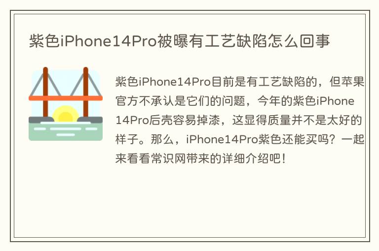 紫色iPhone14Pro被曝有工艺缺陷怎么回事